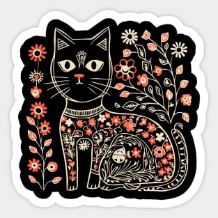 Lino Cut Cat Sticker